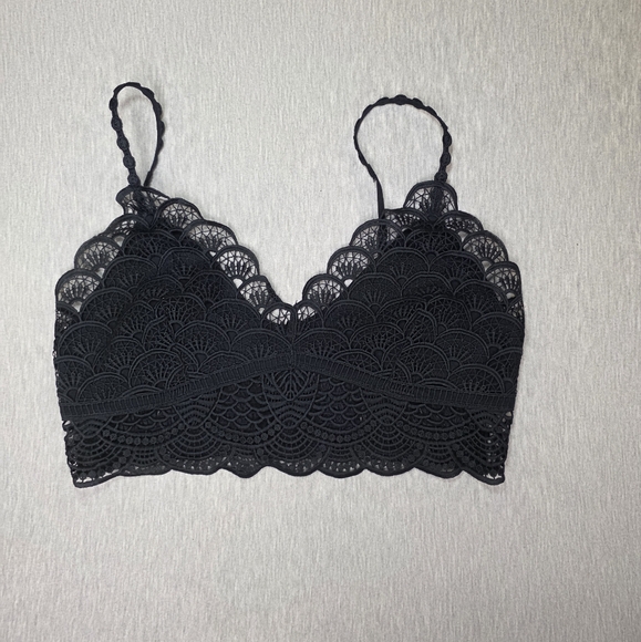 Free People Sunrise To Sunset Elegant Black Lace Bralette - Picture 1 of 6